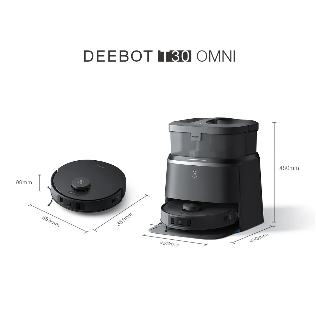 DEEBOT T30 OMNI Robot Vacuum Cleaner - OMNI Station, 11000Pa, 290min Runtime