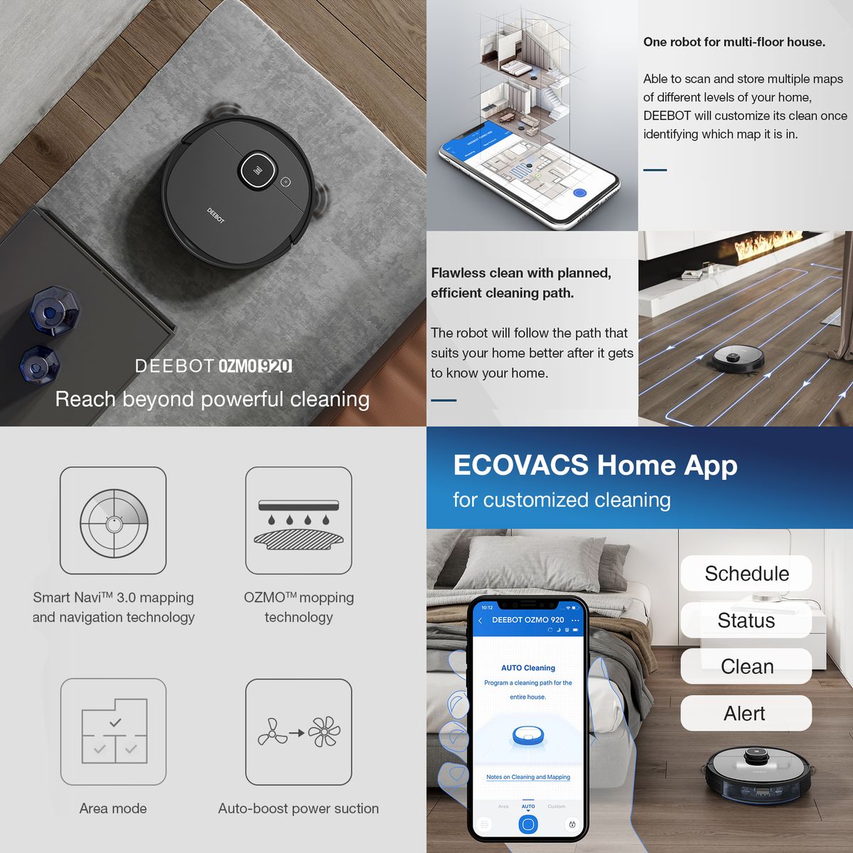 Ecovacs Deebot OZMO 920 Robot Vacuum Cleaner - Smart Navi 3, 110min Runtime - UNBOXED DEAL